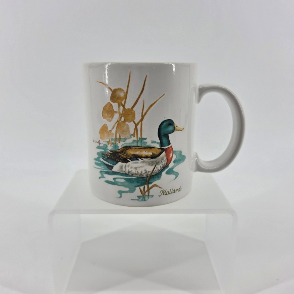 Vintage Anchor Hocking Mallard Duck Coffee Mug DE Miller White Japan Cabin Cup